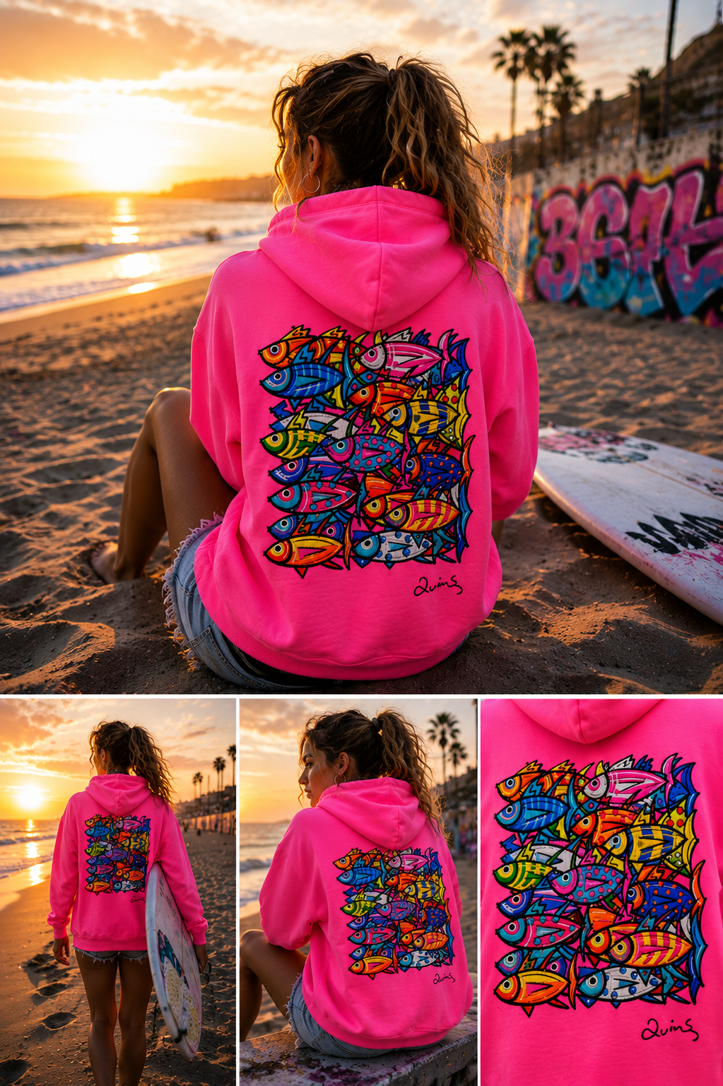 Sudadera rosa fluorescente ATUNES DE COLORES